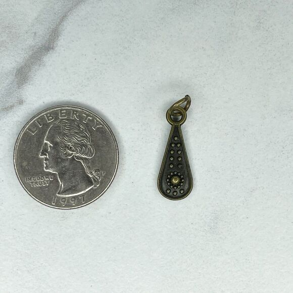 Bronze Tone Small Studded Teardrop Upcycled Pendant Charm - Picture 1 of 5